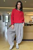 Conrad Batwing Ruffle Cuff Knit Soft Red